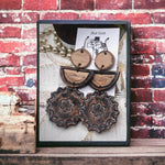 Load image into Gallery viewer, Tooled Leather Earrings- Oakley Dangles (large)
