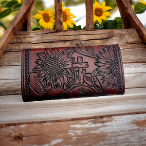 Tooled Leather Clutch Wallet