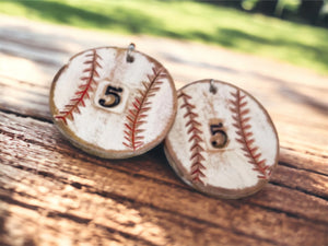 Tooled Leather Earrings - Baseball Mom