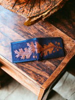 Load image into Gallery viewer, Tooled Leather Wallet - Oak Leaf Bifold
