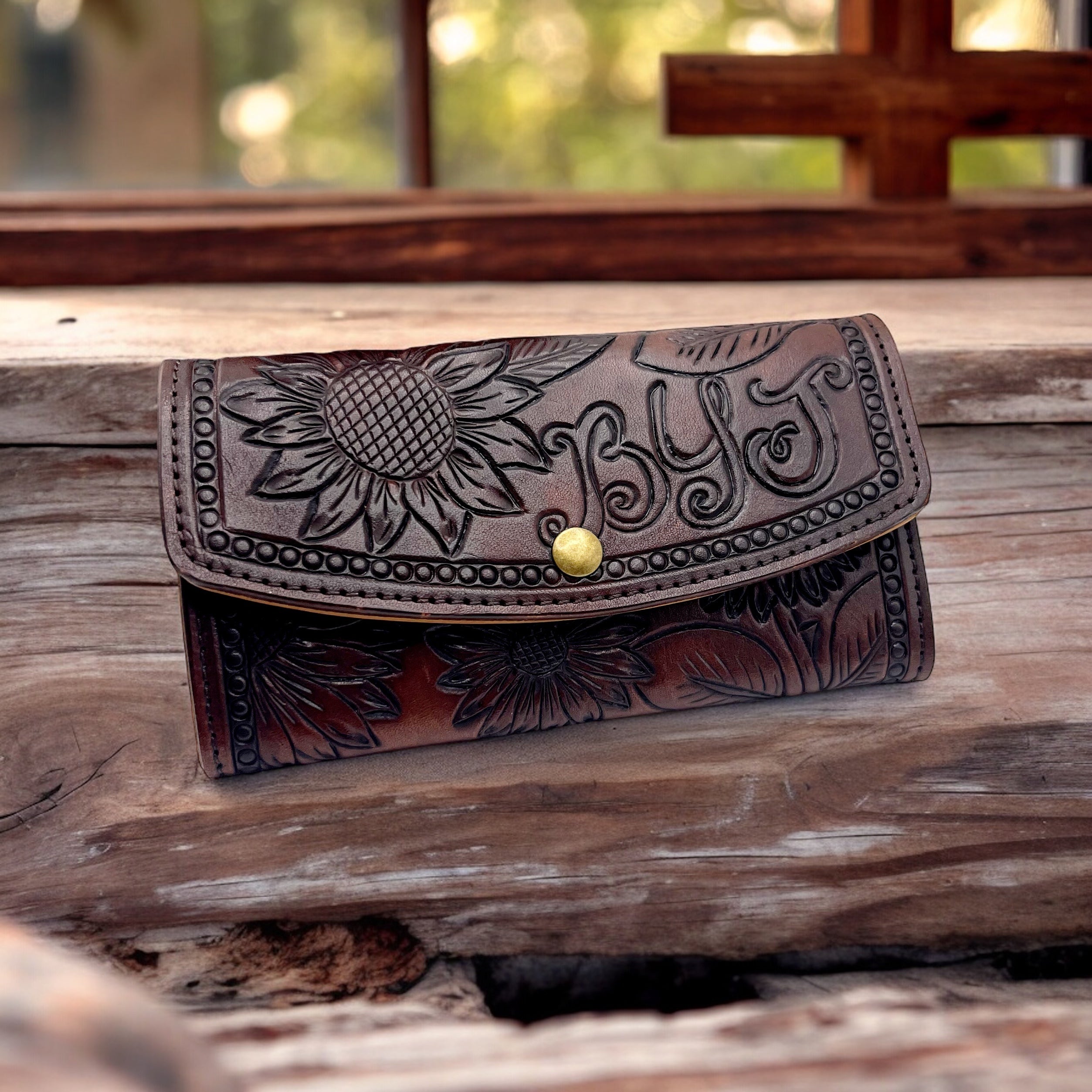 Tooled Leather Clutch Wallet