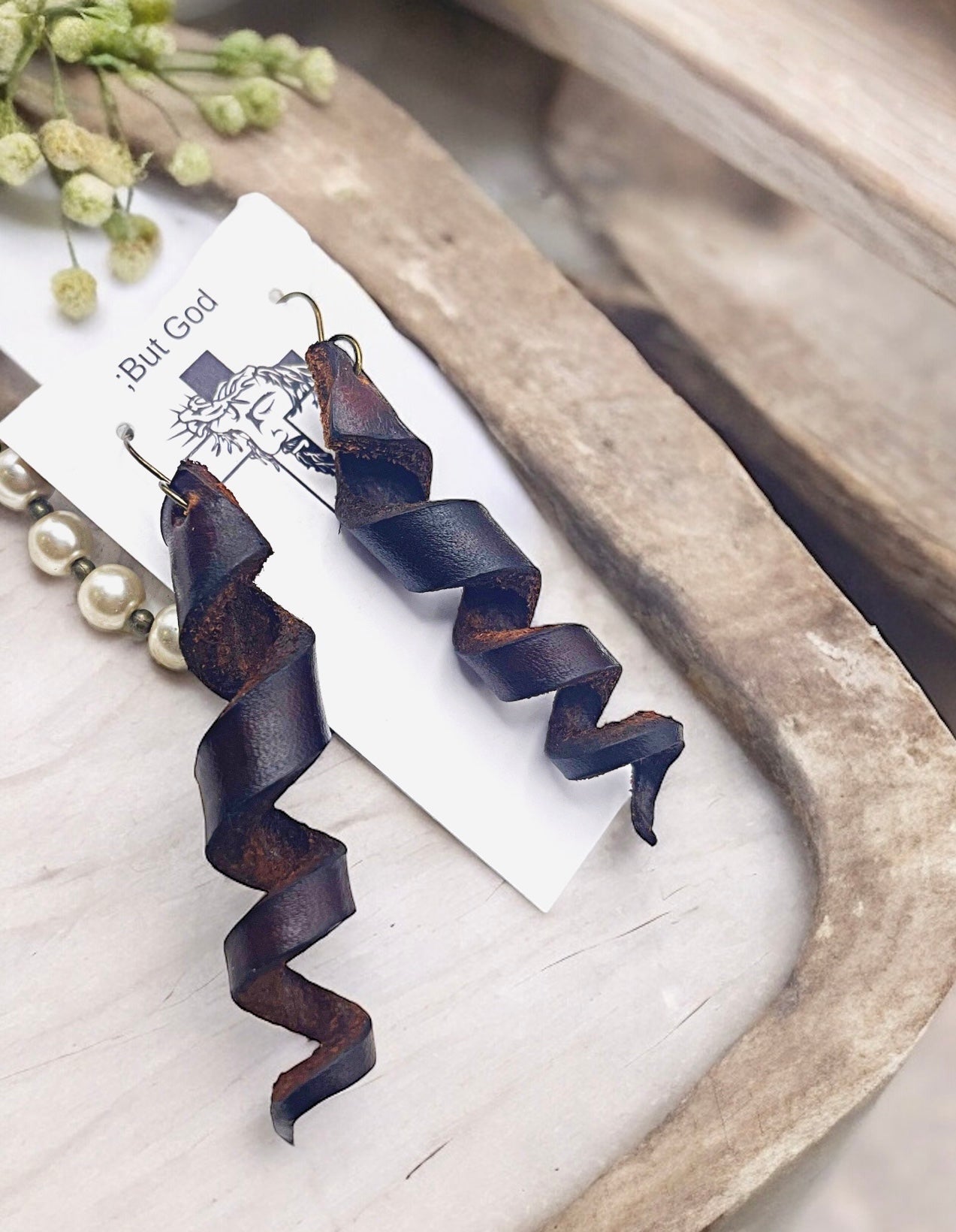 Leather Earrings- Twisties/ Dark Brown