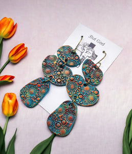 Tooled Leather Earrings- Abstract Dangles