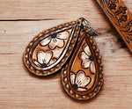 Load image into Gallery viewer, Tooled Leather Earrings - Framed Dogwood Tear Drops

