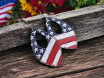 Load image into Gallery viewer, Tooled Leather Earrings - Stars &amp; Stripes Crystals
