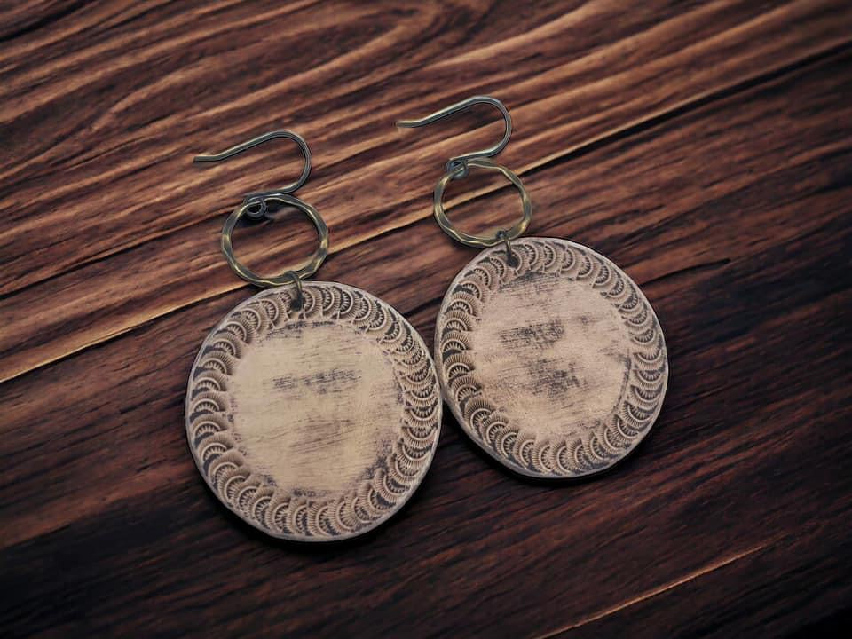 Tooled Leather Earrings- Rounders