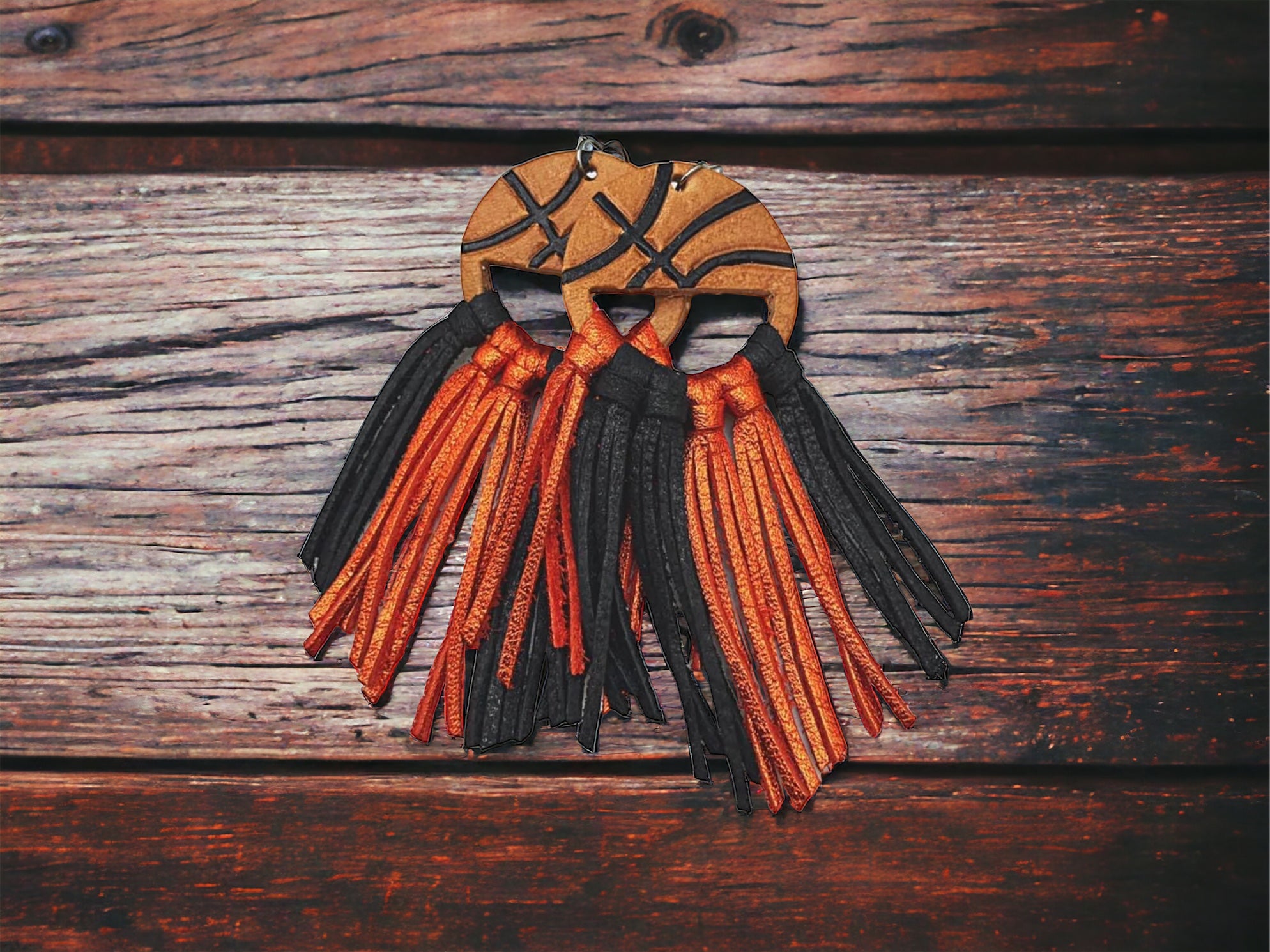 Tooled Leather Fringe Earrings - Free Throws
