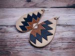 Load image into Gallery viewer, Tooled Leather Earrings- Southwest Tear Drop/ Neutrals
