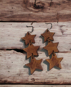 Leather Earrings- Distressed Star Dangles