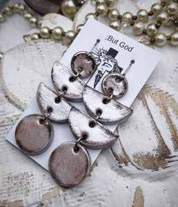 Leather Earrings- Circle of Dangles (Silver/Black)