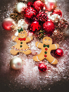 Tooled Leather Earrings- Gingerbread Friends