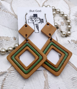 Tooled Leather Earrings- Squared Off