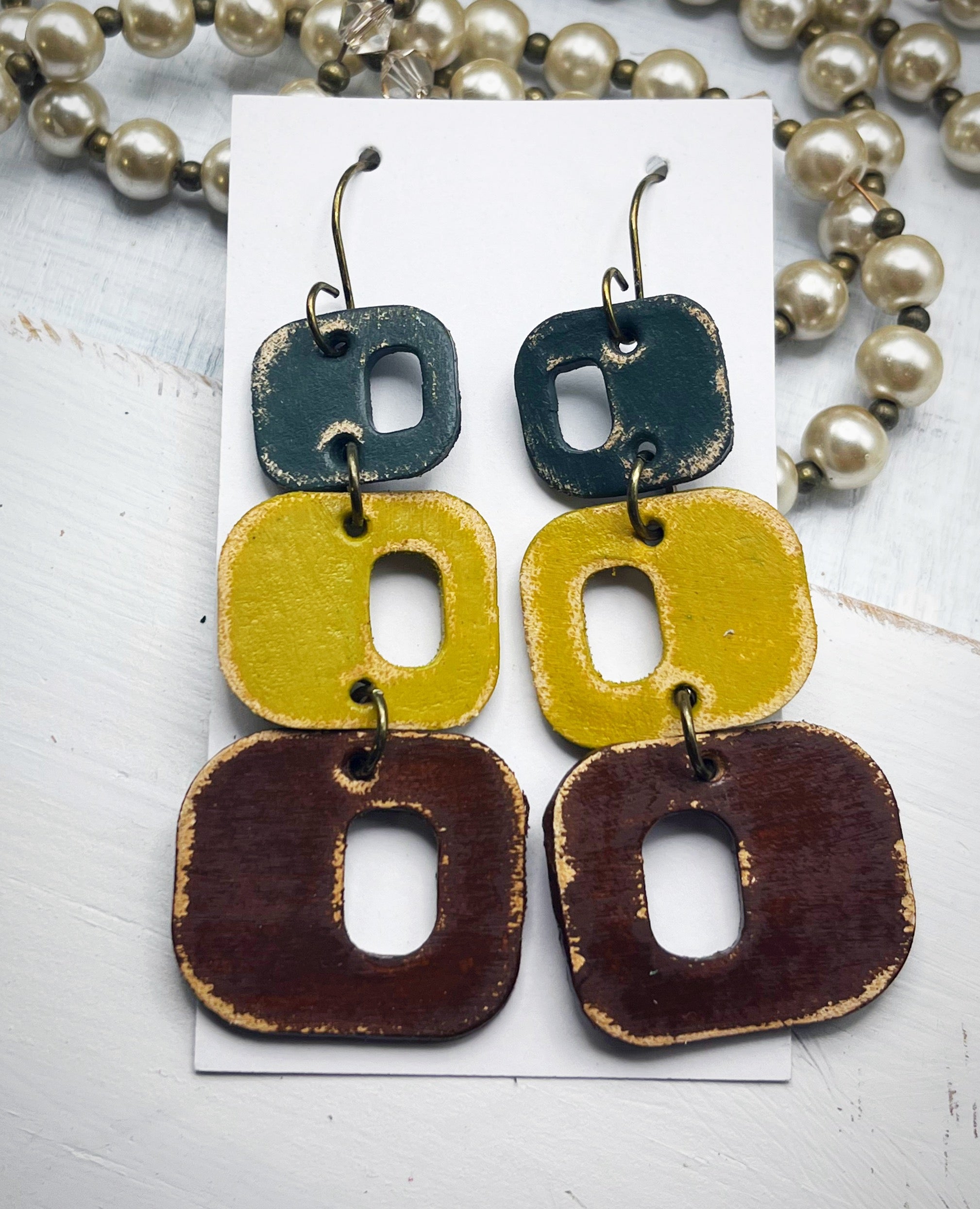 Leather Earrings - Squared Off Dangles
