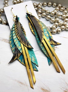 Tooled Leather Earrings- Chaos