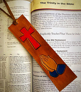 Tooled Leather Bible Marker - Praying Hands