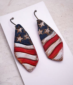 Tooled Leather Earrings- Stars and Stripes