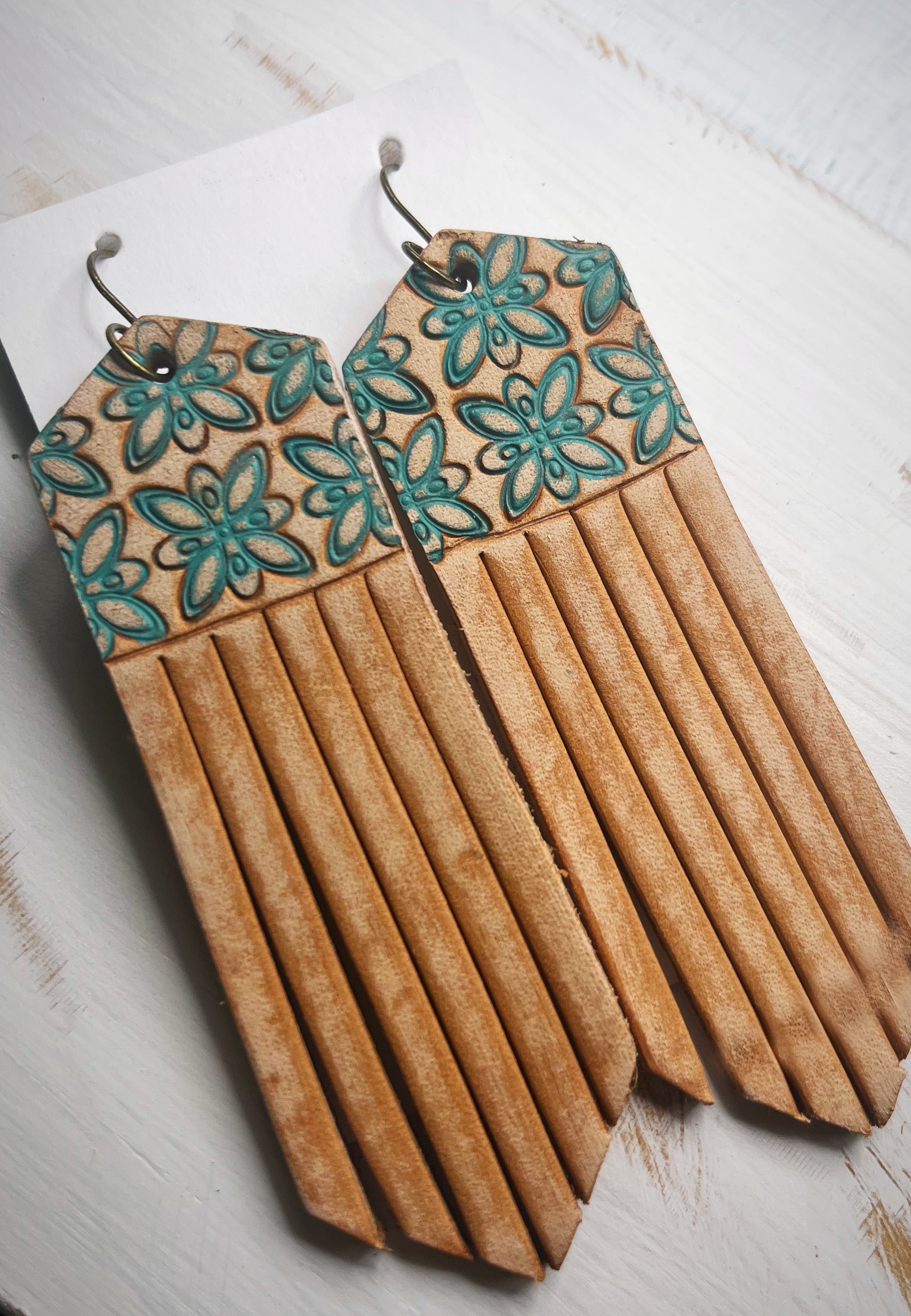 Tooled Leather Earrings- Maggie