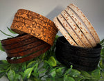 Load image into Gallery viewer, Tooled Leather Sliced Cuff Bracelet - Floral Lace Sliced Cuff Bracelet
