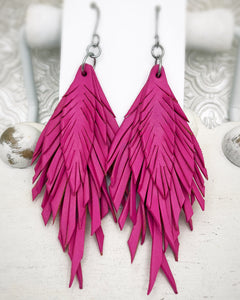 Leather Earrings- Gladys in Pink