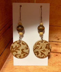 Tooled Leather Earrings - Damask Dangles