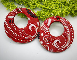 Tooled Leather Earrings- Bandanna Hoops