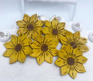 Tooled Leather Earrings- Sunflowers