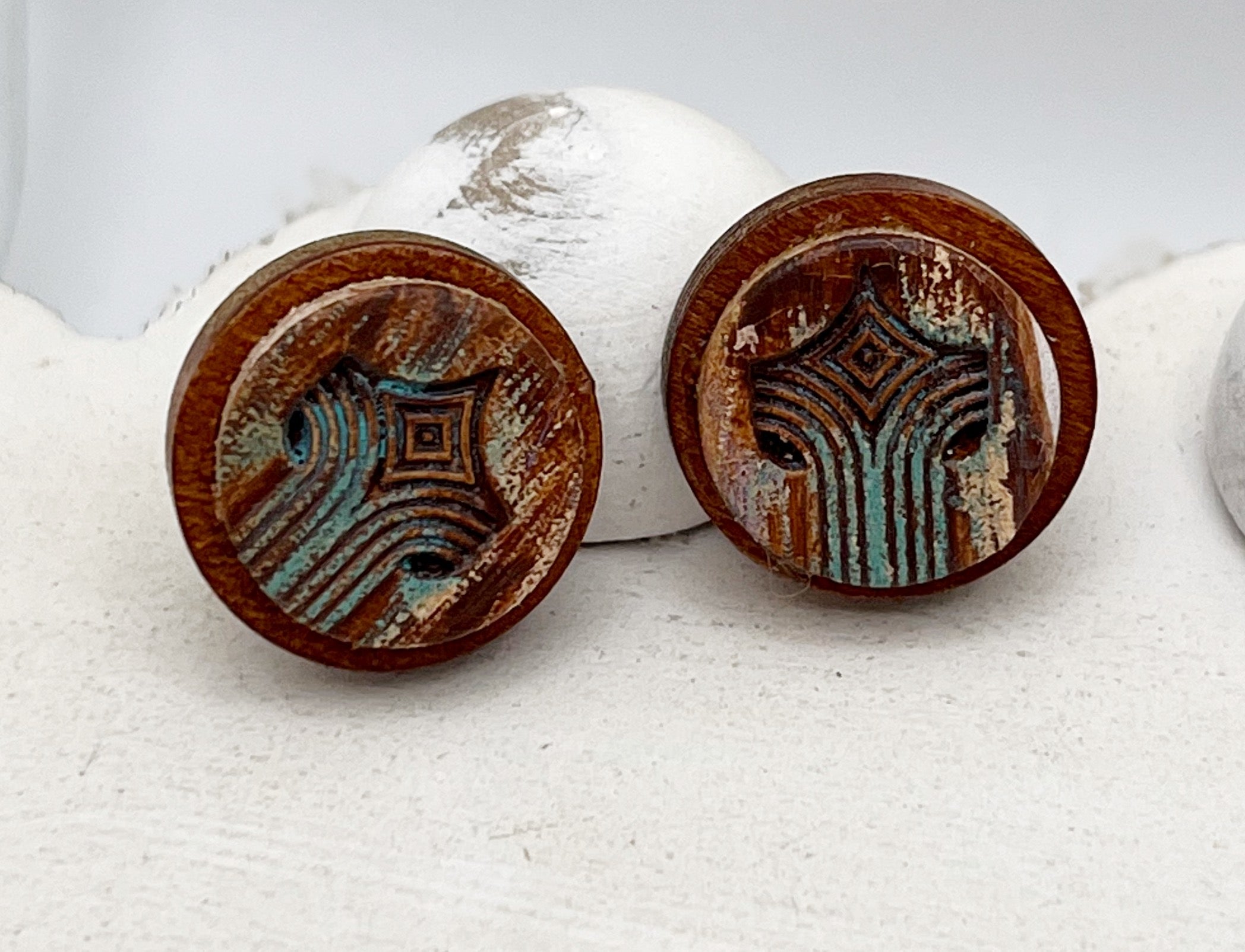 Tooled Leather Earrings- Studs