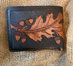 Load image into Gallery viewer, Tooled Leather Wallet - Oak Leaf Bifold
