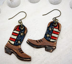 Load image into Gallery viewer, Tooled Leather Earrings- American Cowboys
