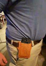 Load image into Gallery viewer, Tooled Leather Cell Phone Pouch
