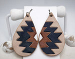 Load image into Gallery viewer, Tooled Leather Earrings- Southwest Tear Drop/ Neutrals
