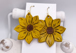 Load image into Gallery viewer, Tooled Leather Earrings- Sunflowers
