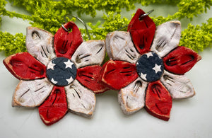 Tooled Leather Earrings- American Sunflower