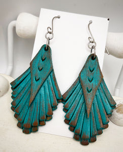 Tooled Leather Earrings- Amelia’s Turq