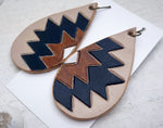 Load image into Gallery viewer, Tooled Leather Earrings- Southwest Tear Drop/ Neutrals
